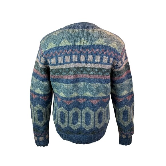 Vintage B.Altman & Co. 100% Shetland Hand Knit Wool Sweater Mens Large Geometric - Picture 4 of 13